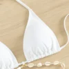 Sexy White Shell String Halter Triangle Bikini Set Women Swimwear Micro Thong Swimsuit Bathing Suit Mini Bikinis 2024 Mujer Swim - Image 3