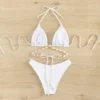 Sexy White Shell String Halter Triangle Bikini Set Women Swimwear Micro Thong Swimsuit Bathing Suit Mini Bikinis 2024 Mujer Swim - Image 2