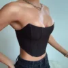 Sleeveless Off Shoulder Velvet Fashion Sexy Corset Crop Tops Vest Female Underwear Backless Bustier Top Solid - Image 2