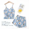 Summer Cool 100% viscose shorts pajama sets women sleepwear Korea Sexy Spaghetti straps V-neck pyjamas plus size - Image 5