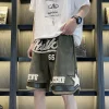 Summer Embroidery Shorts Men's Casual Loose Fit Hip Hop Streetwear American Style Vintage Unique Student Hong Kong Style - Image 2