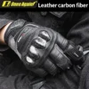 Summer Men's Leather Motorcycle Motocross Gloves Equipment Rider Anti-fall Carbon Fiber Riding Cycling Gloves Guantes Moto Items - Image 3