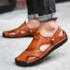 Summer Men's Sandals Genuine Leather Soft Breathable Shoes Designer Beach Roman Brand Sandals Leather Men Sandals Slides - Image 5