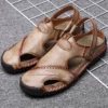 Summer Men's Sandals Genuine Leather Soft Breathable Shoes Designer Beach Roman Brand Sandals Leather Men Sandals Slides - Image 6