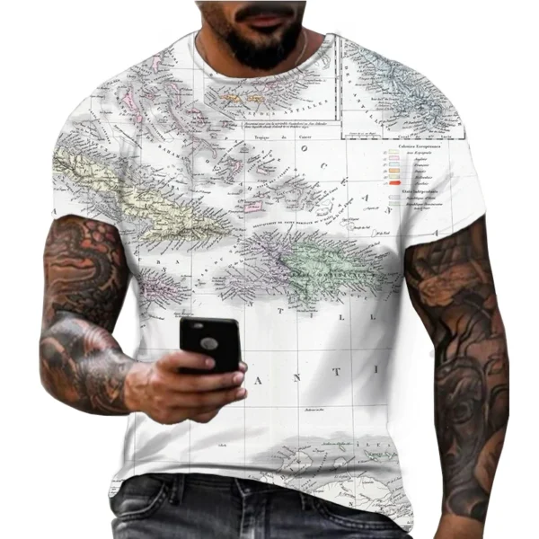 Summer hot selling loose and casual fashion men's t-shirt, street fitness 3D digital printing short sleeved shirt