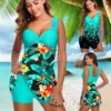 Swimsuits Swimwear Women Flower Print Summer Large Bathing Suits Tankini Beachwear Sexy Bikini Swimdress - Image 3