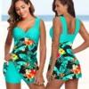 Swimsuits Swimwear Women Flower Print Summer Large Bathing Suits Tankini Beachwear Sexy Bikini Swimdress - Image 2