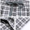 Thicken winter 100% knitted cotton sleep bottoms men keep warm Plus Size fashion plaid home mens pajamas pants pantalones - Image 3