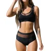 Two Piece Bikinis Sets Woman Swimsuits Solid Top With High Waist Bottoms Bathing Suits Woman Clothing Trajes De BañO Mujer - Image 2