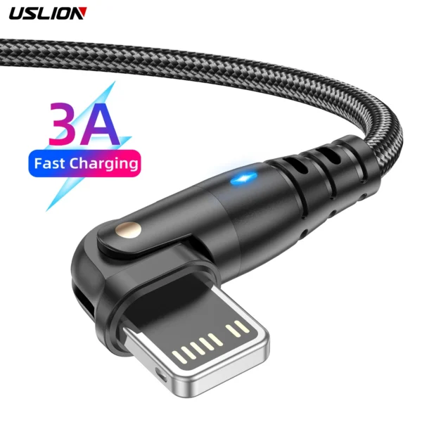 USLION 3A USB Cable For iPhone Cable 14 13 12 11 Pro Max Xs Xr X 8 plus iPad Air Mini Fast Charging Data Cord For iPhone Charger