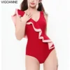 VigoAnne 2024 Solid Verge Strapped Swimwear Women Push UP One Piece Swimsuit Korean Closed Monokini Backless Summer Bathing Suit - Image 4