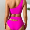 VigoCasey 2024 Sexy Pink One Shoulder Swimwear Women Push UP Bikini Set Hollow Backless Swimsuit High Waist Beach Bathing Suit - Image 6