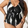 VigoJany 2024 Print Strapped Plus Size Swimwear Women Cross Push Up Large One Piece Swimsuit Summer Chubby Big Bathing Suit - Image 2