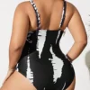 VigoJany 2024 Print Strapped Plus Size Swimwear Women Cross Push Up Large One Piece Swimsuit Summer Chubby Big Bathing Suit - Image 4