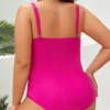 VigoJany 2024 Solid Cross Push Up Plus Size Swimwear Sexy Women Strapped Large One Piece Swimsuit Summer Chubby Bathing Suit - Image 5