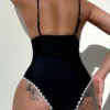 Vigoashely 2024 Solid Strapped Swimwear Women Sexy Push UP One Piece Swimsuit Monokini High Cut Backless Beach Bathing Suit - Image 2