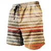 Vintage Plaid Patchwork Shorts Men's Hawaii Vacation 3D Printed Geometric Pattern Swimming Trunks Elastic Drawstring Beach Pants - Image 2