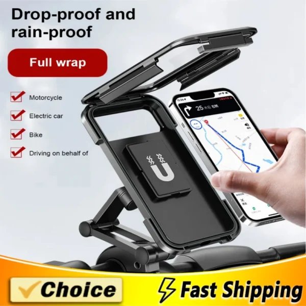 Waterproof Motorcycle Bike Mobile Phone Holder Support Universal Bicycle GPS 360° Swivel Adjustable Motorcycle Cellphone Holder