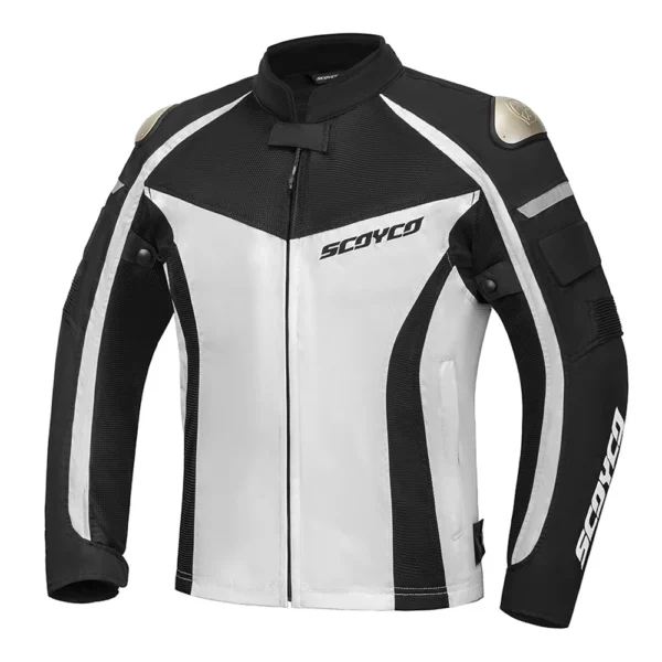 White Reflective Motocross Coat Anti-fall Motorcycle Equipment Wear-resistant Motorcycle Jacket Breathable Men's Biker Clothing