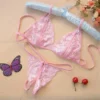 Women’s Sexy Lingerie Lace Mini Bra G-String Underpants 2pcs Set Printed Croped Swimwear Breathable Swimsuit Erotic Nightwear - Image 4