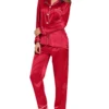 Womens Silk Satin Pajamas Loungewear Two-piece Sleepwear Button-Down Full Sleeve Long Pj Set - Image 5