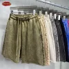 ZODF Vintage Men Summer Batik Washed Cotton Shorts Unisex High Street Distressed Loose 420gsm Short Pants Brand Clothes HY0817 - Image 3