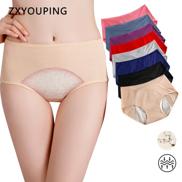 Plus Size Women Menstrual Period Panties 3-Rise Leak Proof Briefs Underwear High Waist Physiological Underpants Breathable L-6XL