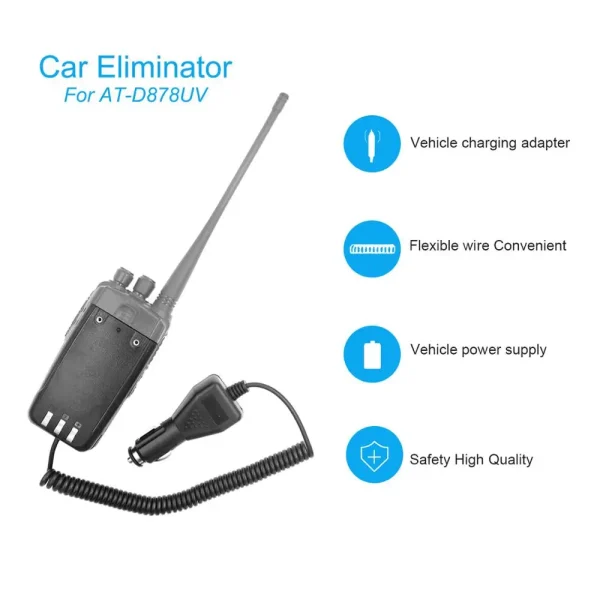 12V Car Charger Battery Eliminator for Anytone AT-D878UV D868UV AT-D878UVPLUS Two Way Radio