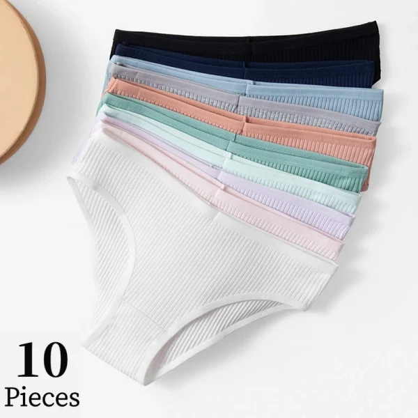 BZEL 10PCS/Set Women's Panties Sexy Breathable Underwear Comfortable Lingerie Cotton Striped Briefs Fashion Cozy Underpants Sale