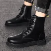 Leather Boots Man Autumn Winter High Top Classic Basic England Black Men's Biker Boot Fashion Young Waterproof Trendy All-match - Image 5