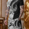 Tiger Pattern T-shirt + Shorts 2 Piece Sports Outfit - Image 3