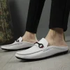 New Men's Loafers Fashion Genuine Leather Slip On Casual Shoes Luxury Brand Breathable Half Shoes for Men Driving Moccasins 2024 - Image 4