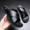 Sandals for Men Slippers Genuine Leather Luxury Brand Fashion Men Flats Casual Non-slip Beach Sandalia Zapatos Hombre 2024 - Image 4