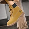 Classic Fashion Brown Work Boots Men Women High-quality Leather Ankle Boots Big Size 46 Men Lace-up Platform Boots Botas Hombre - Image 5