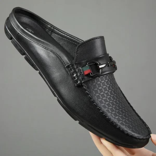 New Men's Loafers Fashion Genuine Leather Slip On Casual Shoes Luxury Brand Breathable Half Shoes for Men Driving Moccasins 2024