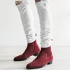 New In Wine Red Men Chelsea Boots Flock Round Toe Business Boots for Men with Low Heels Men Boots Bottes Pour Hommes Slip on - Image 3