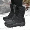 New High Top Men's Boots Waterproof Winter Boots Warm Plush Snow Boots Men Lace Up Casual Anti-Slip Ankle Boots Army Work Boots - Image 5