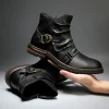 2022 New Men's Ankle Boots Zipper Up Motorcycle Boots Vintage Cowboy Short Boots Men Fashion Western Horse Boots - Image 4