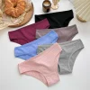 FINETOO 5PCS/SET Cotton Ribbed Striped Underwear for Women Plus Size 10 Soild Colours Stretch Briefs Ladies Soft Lingerie S-7XL - Image 2