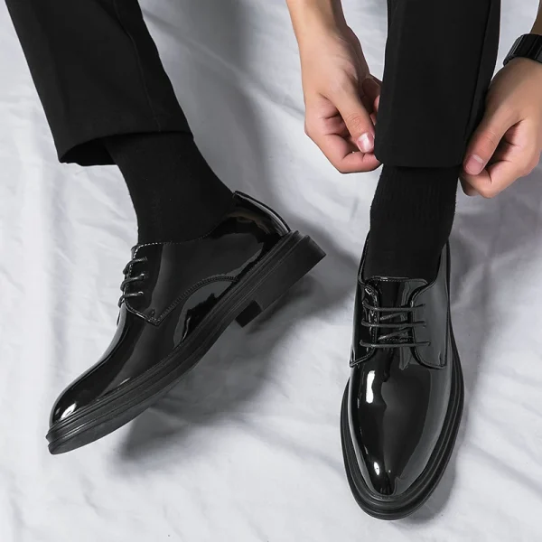 Italian Dress Shoes Leather Fashion for Men Pointed FormalShoes Men Formal Office 2024 Spring Party Luxury Mirror Oxford Shoes