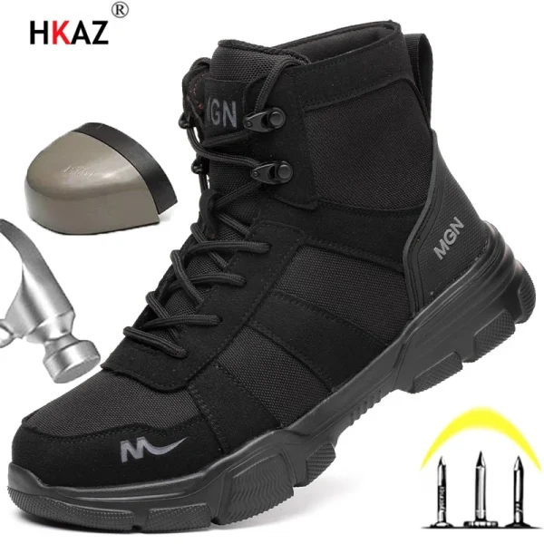 Indestructible Men Work Safety Boots Outdoor Military Boots Anti-smash Anti-puncture Industrial Shoes Men Boots Desert Boots