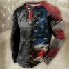 Men's Long Sleeve T Shirts 3d Eagles Print Usa T-shirt Tops Button Vintage Tees Casual Harajuku Streetwear Fashion Male Clothing - Image 6