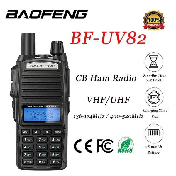 BaoFeng UV-82 Walkie Talkie Dual Band hf Transceiver High Power 5W Long Distance Radio Amateur Radio Mobile VHF UHF Transceive