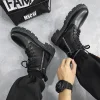 Men Trend Boots Outdoor Fashion Sneakers High Top Motorcycle Punk Shoes Mens Casual PU Leather Street Style New Male Ankle Boots - Image 3