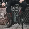 Winter High Heel Men Boots Casual Fashion Punk Motorcycle Boots Lace-up Leather High Black Biker Solid Boot Military Men Shoes - Image 6