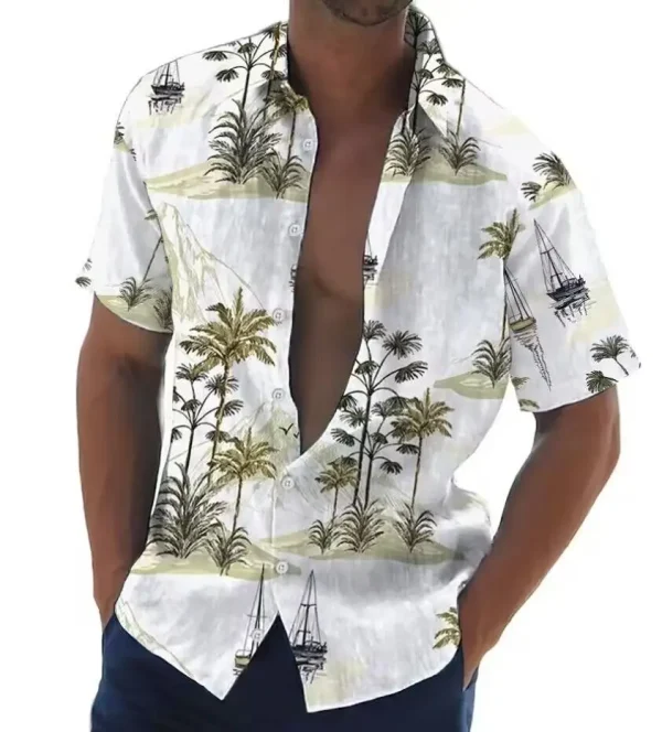 Coconut Tree Shirt For Men3d Printed Men's Shirt Hawaiian Beach Short Sleeve Casual Tops Tee Shirts Man Clothing Blouse Camisa