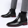 Men's Classic Retro Chelsea Boots Mens Brogue Leather Ankle Boots Men Fashion British Style Short Boots Casual Business Shoes - Image 4