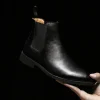 New Men Shoes Fashion Genuine Leather Casual Shoes Pointed Toe High Tops Pointed Toe Dress Shoes Autumn Chelsea Boots - Image 4