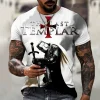 Vintage 3D T-shirt Knights Templar Printed Fashion Casual Short Sleeve New Summer Tops Tee Streetwear Oversized Harajuku T Shirt - Image 4