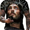 Summer Men T Shirts Christian Religion Jesus Printed Casual Vintage Short Sleeve Tee Shirt Harajuku Streetwear Oversized Tops - Image 3